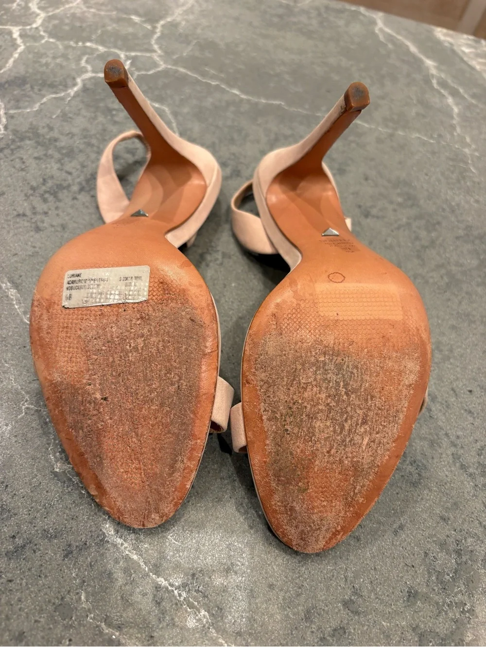 SCHUTZ Blush Nude Slingback Stiletto Sandals